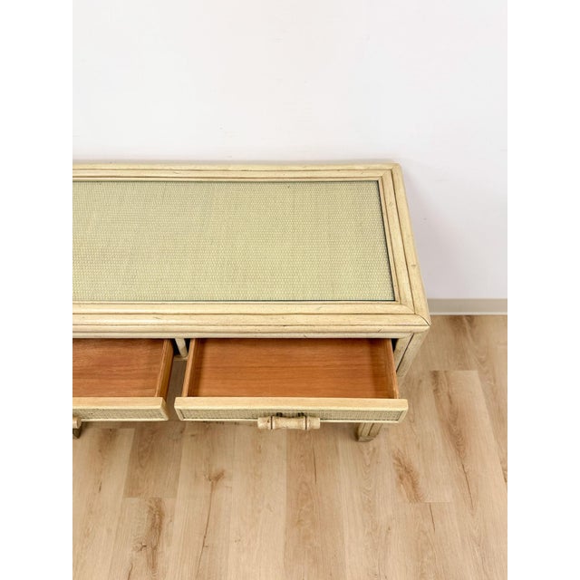 Ficks Reed Vintage Ficks Reed Style Faux Bamboo Petite Desk With Drawers Wicker Coastal MCM For Sale - Image 4 of 13