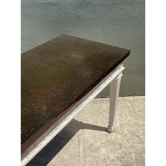 French Provincial Vintage Stone and Wood Console Table For Sale - Image 3 of 12