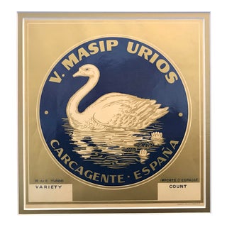 Original Matted 1940s Spanish Label, Golden Swan Brand For Sale