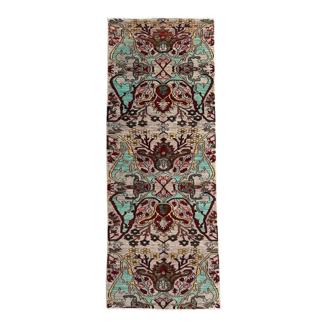 Celestial Garden Design, Contemporary Runner, Unique Design, Turquoise Accent Design For Sale