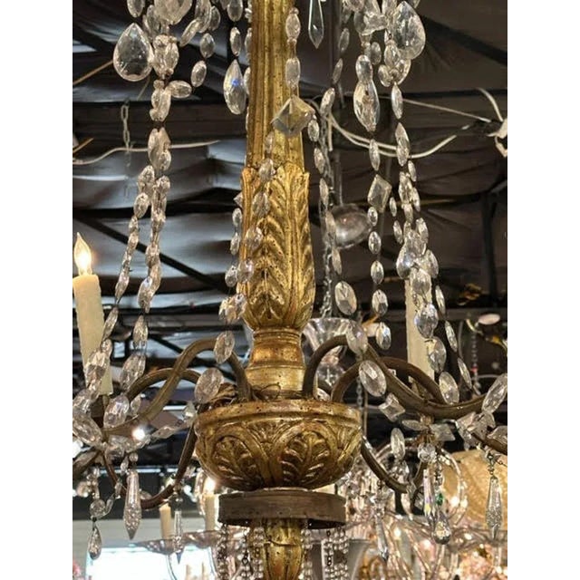 18th Century Italian Giltwood and Crystal Chandelier For Sale - Image 4 of 8