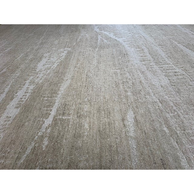 Rh Restoration Hardware Strati Hand-Knotted Wool Rug — 10' × 14' Sand | Himalayan Highland Wool | High-Low Textural Design For Sale - Image 17 of 18