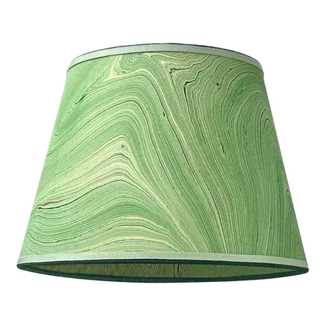 Mint Green and Gold Paper Lampshade - 12” x 18” x 12” For Sale