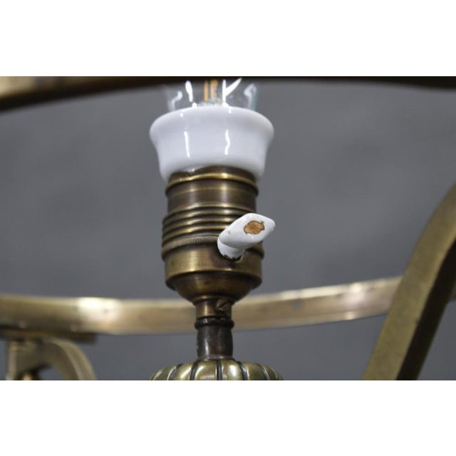 Brass Table Lamp with Wooden Base and Glass Shade, 1930s For Sale - Image 9 of 18