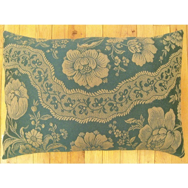 Vintage Decorative Pillow with Floral Chinoiserie ; size 1'9” x 1'3”. A vintage decorative pillow with floral chinoiserie,...