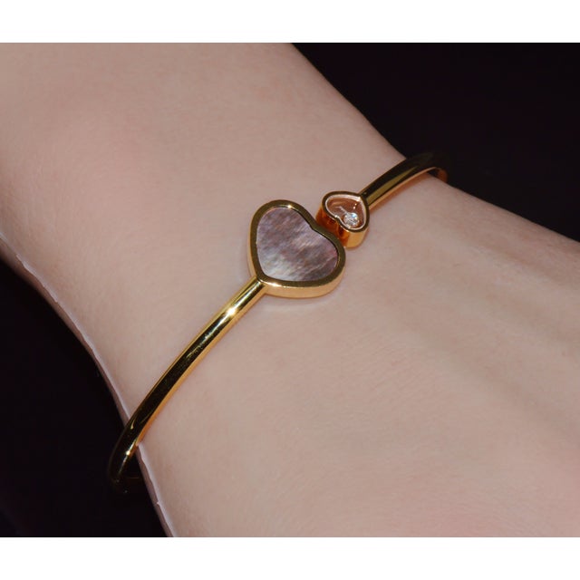 Late 20th Century Chopard Happy Hearts Tahitian Mother-of-Pearl Diamond 18k Rose Gold Bangle For Sale In Dallas - Image 6 of 13