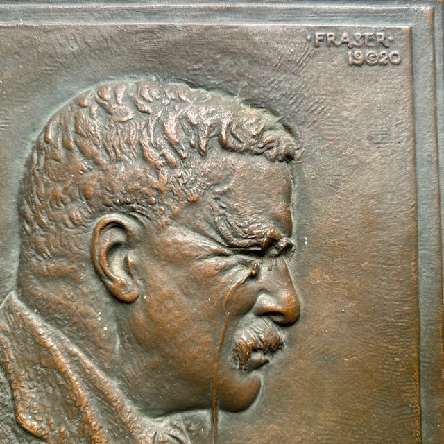 American 1920 James Earle Fraser Theodore Roosevelt Bronze Bas-Relief Memorial Plaque For Sale - Image 3 of 8