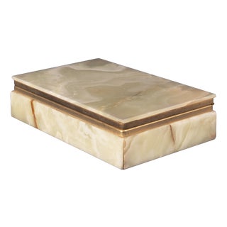 Italian Onyx and Brass Jewellery Box, 1970s For Sale