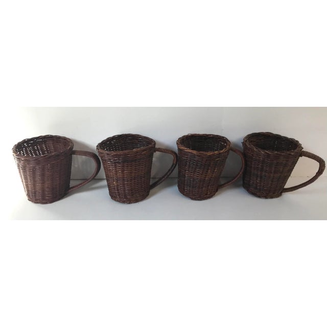 Love these vintage wicker mugs! Great decor pieces! Use as a planter basket or even use as a cup holder.