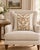 One Schumacher Chenanceau pillow with a rich linen border and back, down and feather insert, knife edge and invisable...