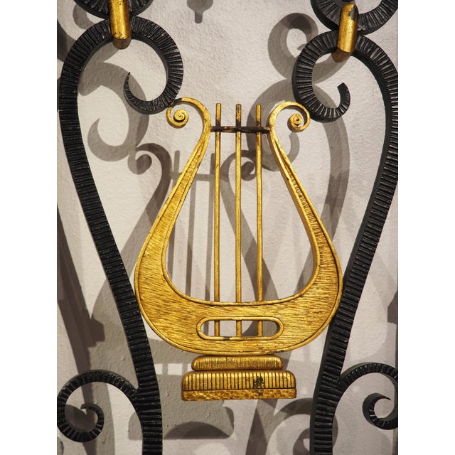 Antique French Wrought Iron Entryway Surround With Gilded Lyre Decor, C. 1920s For Sale - Image 11 of 18