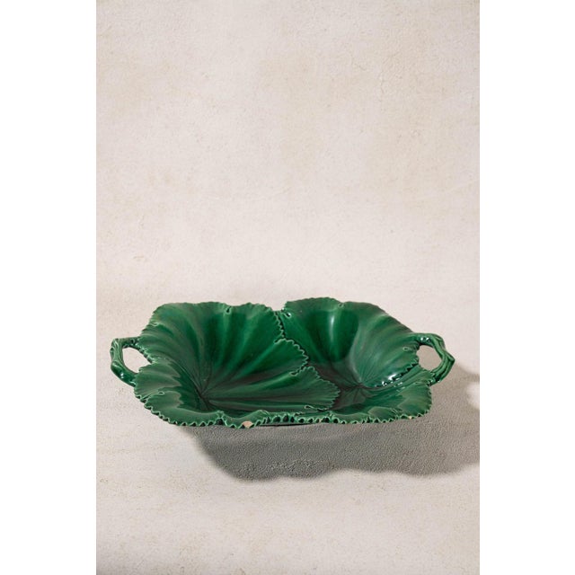 Copeland (c. 1860-1875) Green Majolica Overlapping Large Leaf Server. An absolutely stunning and unusual pattern. As is.