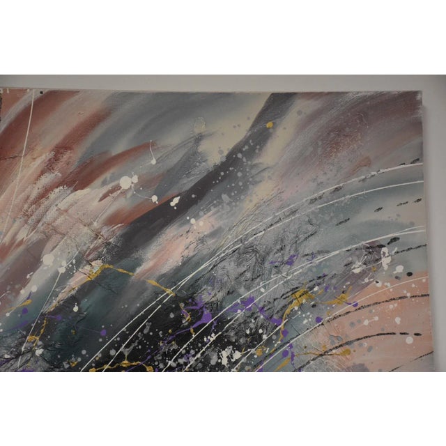 Abstract Modern Oil on Canvas Painting 60" X 48" For Sale - Image 3 of 8