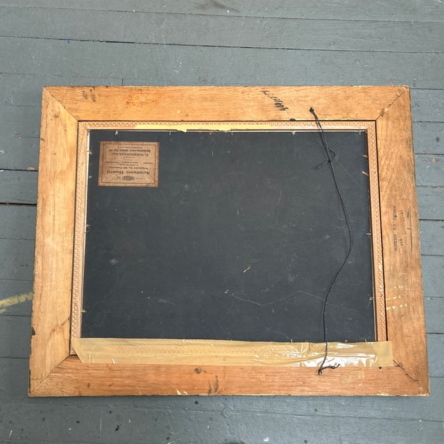 Green 1940’s Original Folk Art Dogs Running Through Field Landscape Painting For Sale - Image 8 of 8