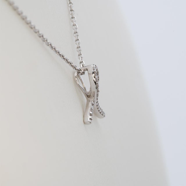 Ribbon Pendant With Earth Mined Diamonds: Solid 14k White Gold - Fine Jewelry For Sale In Columbus - Image 6 of 8