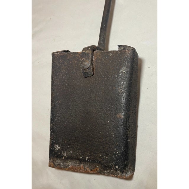 Metal Antique 18th Century Wrought Iron Turned Brass Dutch Fireplace Shovel Tool 1700s For Sale - Image 7 of 10