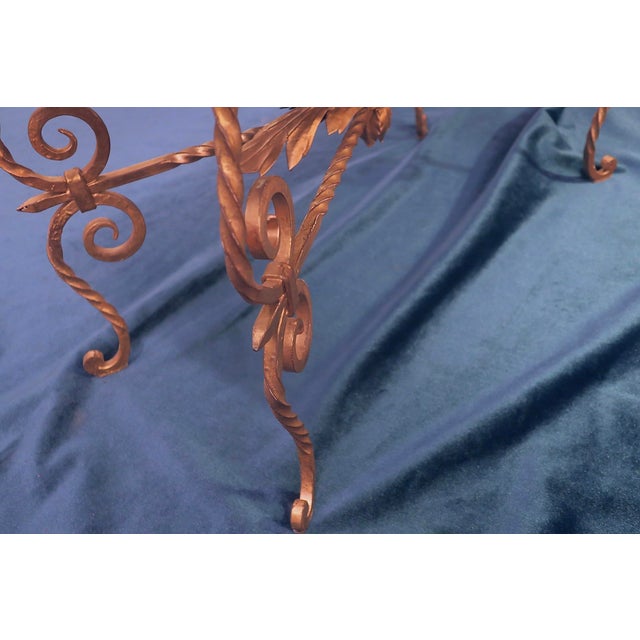Wrought Iron and Veined Marble Coffee Table, 1940s For Sale - Image 4 of 6