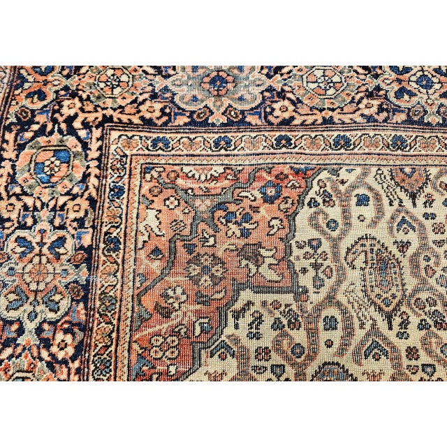 19th Century Persian Farahan Rug, Hand-Knotted Wool, Paisley Pattern, Pale Green & Navy, 4x6 For Sale - Image 15 of 18