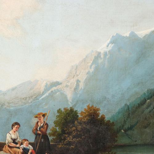 Mountain Landscape with Figures, 1874, Oil on Canvas For Sale - Image 8 of 11