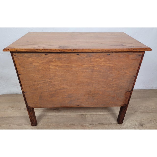 Vintage Country Farmhouse Rustic Chest of Drawers in Oak Carved, 1980 For Sale - Image 14 of 17