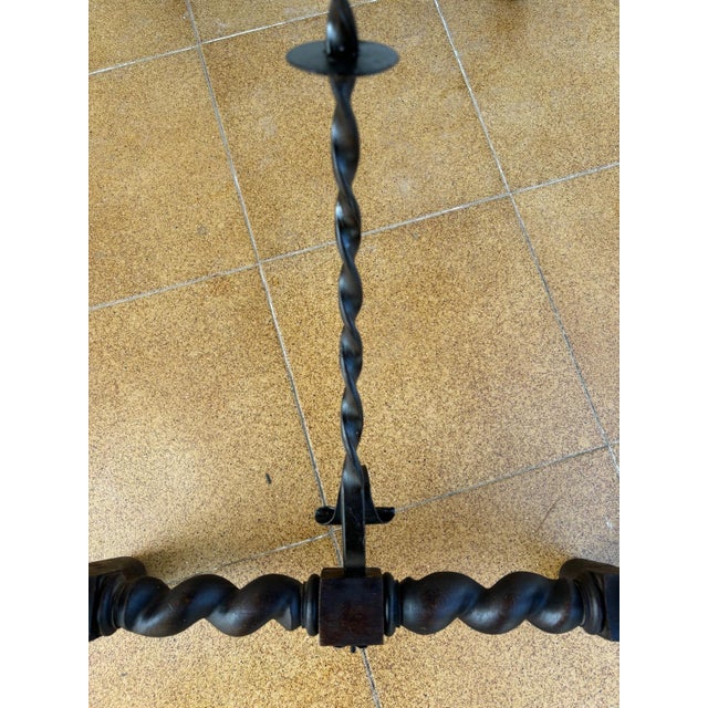 19th Century Spanish Side Table with Cared Turned Legs and Iron Stretcher, 1850 For Sale - Image 9 of 18