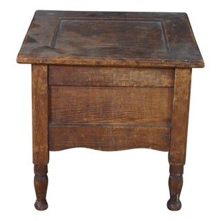 Antique Early American Primitive Oak Chamber Pot Commode Toilet Step Stool For Sale