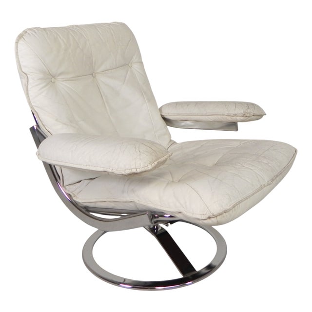 Armchair with White Leather Upholstery from Leolux, 1960s For Sale