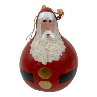 Hand Painted Jolly Red Santa Ornament, Signed A. Hay, 1991 For Sale