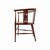 An Edwardian stained beech, mahogany and chequer banded tub shaped chair with turned tapering legs. Seat upholstered in...