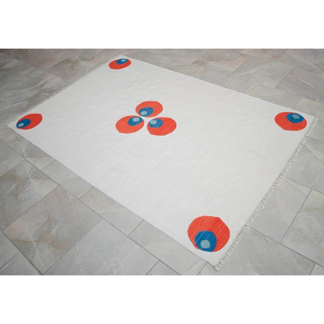 Turkish Silk Rug Kilim Hand Woven Chintemani Motif Oushak Area Rug - 4′3″ × 6′4″ For Sale - Image 14 of 18