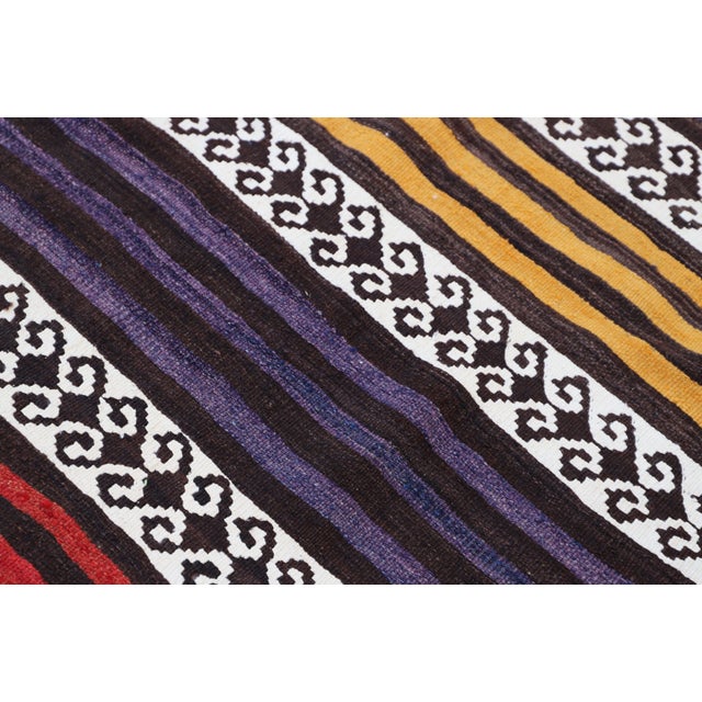 1970s 1970s Turkish Tribal Style Stripe Design Handmade Oushak Kilim Runner Rug For Sale - Image 5 of 10