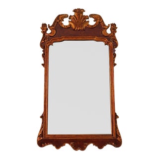 1980s Labarge Georgian Rococo Style Burl Wood Wall Mirror For Sale