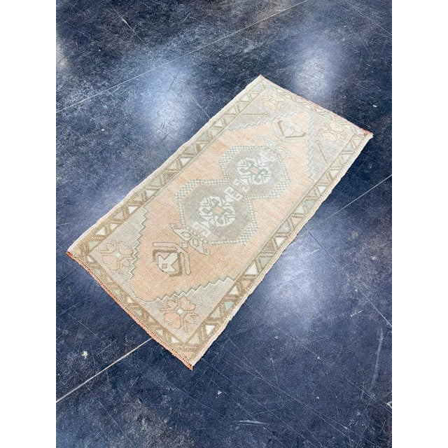 Textile Turkish Mini Rug Oriental Hand Knotted Vintage Rug 1'8" x 3'2" #17748 For Sale - Image 7 of 8
