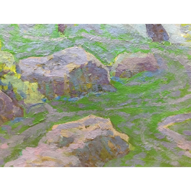 Green 1960s Oil Painting Spring in the Kherson Region Grigory Savelievich Ruban For Sale - Image 8 of 11