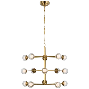 Kate Spade New York for Visual Comfort Signature Alloway Small Barrel Chandelier in Soft Brass with Clear Glass