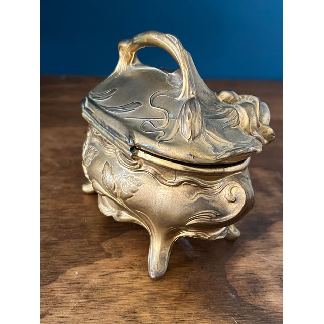 Antique Art Nouveau Brass Jewelry Casket For Sale - Image 11 of 18