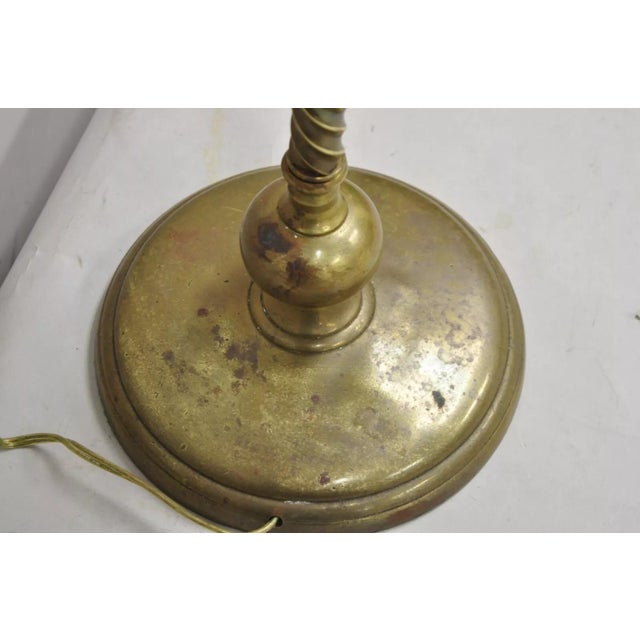 Metal Antique Italian Neoclassical Brass Spiral Column Candlestick Table Lamp For Sale - Image 7 of 10