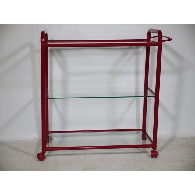 Metal Vintage Metal and Glass Trolley, 1980s For Sale - Image 7 of 9