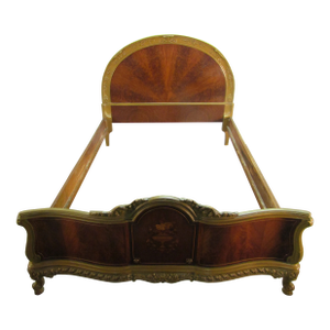1930's French Style Walnut Full Size Carved Bed