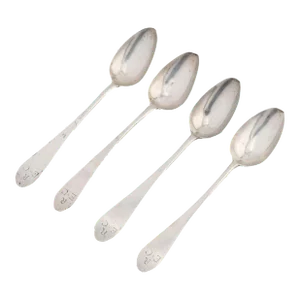 Set Four American Coin Silver Bird Back Tea Spoons by Anthony Simmons (1795-1808)