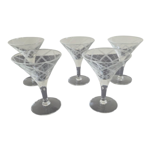 Five Art Deco Cocktail Glasses For Sale