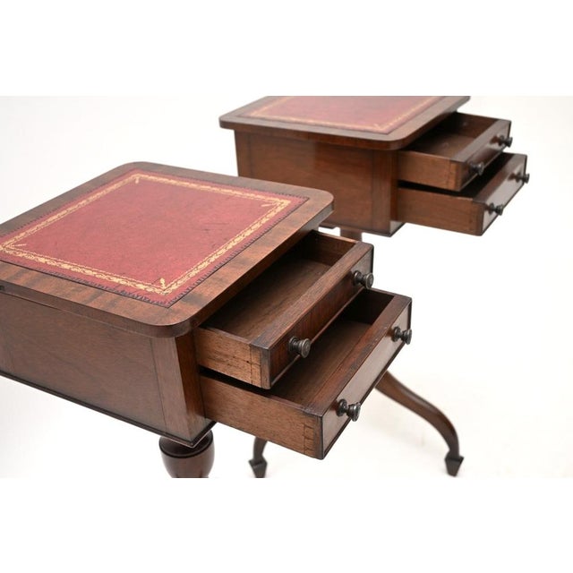 Antique Georgian Leather Top Side Tables, 1930, Set of 2 For Sale - Image 10 of 11