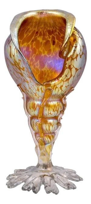 Art Nouveau Austrian Iridescent Conch Shell Glass Vase from Johann Loetz Witwe, 1900s
