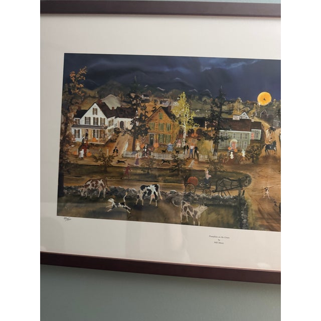 1990s "Pumpkins on the Green" Will Moses Signed & Numbered Limited Edition Custom-Framed 1990s Print For Sale - Image 5 of 11