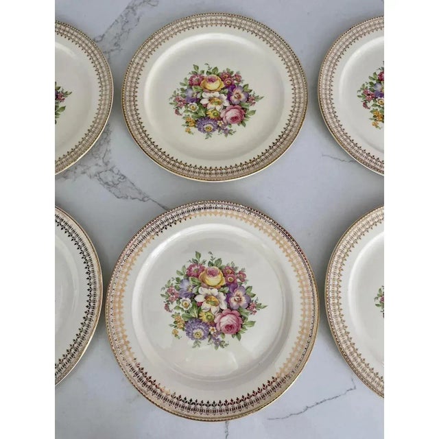 Mid 20th Century Italian Edwin M Knowles China Co. 22k Gold Plates- Set of 6 For Sale - Image 4 of 10