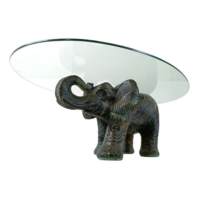 Vintage Plaster Elephant Coffee Table, 1970s For Sale