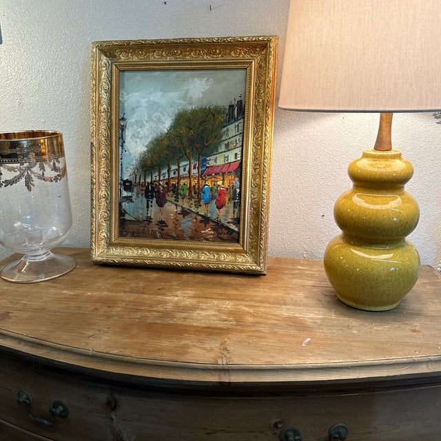 Textile Vintage Impressionist Painting of Romantic Italian City Street Scene Oil on Canvas Painting For Sale - Image 7 of 8