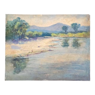 20th Century American Impressionist Shoreline Landscape Painting by w.h. Partridge For Sale