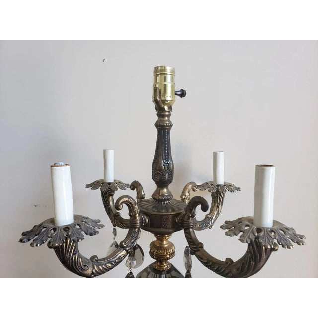 Gold 1940s Italian Candelabra Table Lamp With Marble Base For Sale - Image 8 of 13