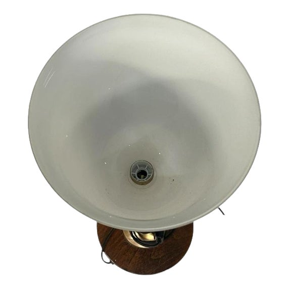 Art Deco Table Lamp in Glass and Walnut, 1930 For Sale